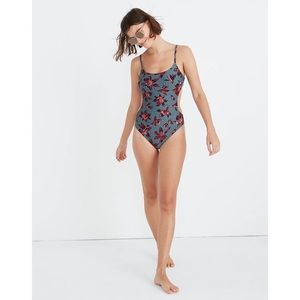 Madewell Tie-Back One-Piece Swimsuit in Winter Orchid